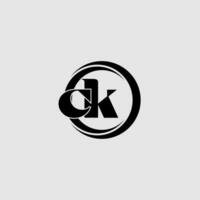 Letters CK simple circle linked line logo vector