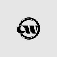 Letters CW simple circle linked line logo vector