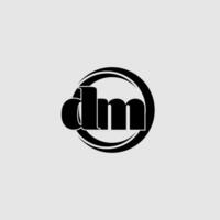 letras dm sencillo circulo vinculado línea logo vector