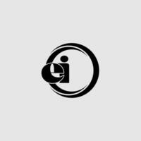 Letters EI simple circle linked line logo vector