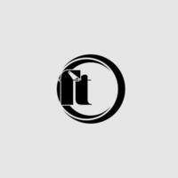 Letters FT simple circle linked line logo vector