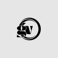 Letters GV simple circle linked line logo vector