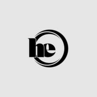 Letters HE simple circle linked line logo vector