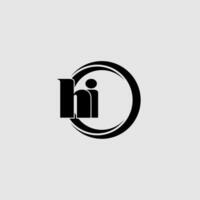 Letters HI simple circle linked line logo vector