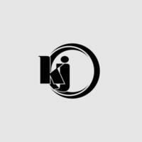 letras kj sencillo circulo vinculado línea logo vector