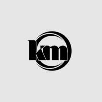 Letters KM simple circle linked line logo vector