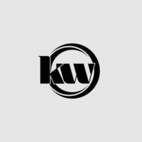 Letters KW simple circle linked line logo vector