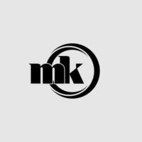 Letters MK simple circle linked line logo vector