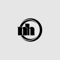 Letters NH simple circle linked line logo vector