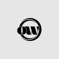 Letters OW simple circle linked line logo vector