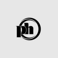 Letters PH simple circle linked line logo vector