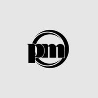 Letters PM simple circle linked line logo vector