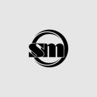 Letters SM simple circle linked line logo vector