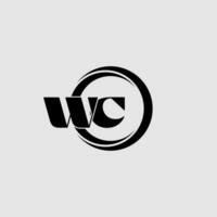 Letters WC simple circle linked line logo vector