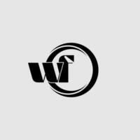 Letters WF simple circle linked line logo vector