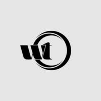 Letters WT simple circle linked line logo vector