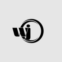 Letters WJ simple circle linked line logo vector