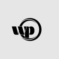 Letters WP simple circle linked line logo vector