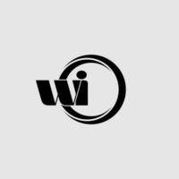 Letters WI simple circle linked line logo vector