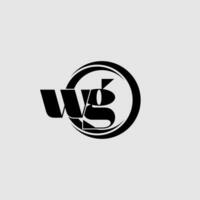 Letters WG simple circle linked line logo vector