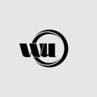 letras wu sencillo circulo vinculado línea logo vector
