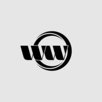 Letters WW simple circle linked line logo vector