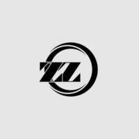 letras zz sencillo circulo vinculado línea logo vector