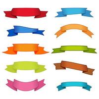 Set of ten multicolor ribbons and banners for web design. Great design element isolated on white background. Vector illustration.