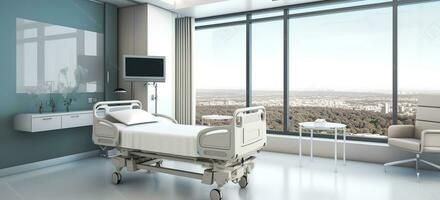 Luxurious Hospital Room with City View. Generative AI photo