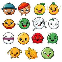 Set of cartoon faces expressions, face emojis, stickers, emoticons, cartoon funny mascot characters face set, Generative AI illustration photo