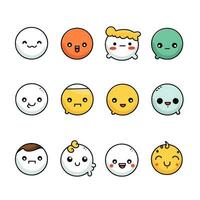 Set of cartoon faces expressions, face emojis, stickers, emoticons, cartoon funny mascot characters face set, Generative AI illustration photo