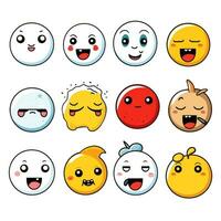 Set of cartoon faces expressions, face emojis, stickers, emoticons, cartoon funny mascot characters face set, Generative AI illustration photo