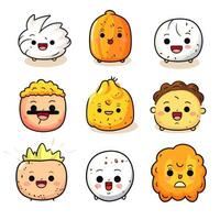 Set of cartoon faces expressions, face emojis, stickers, emoticons, cartoon funny mascot characters face set, Generative AI illustration photo