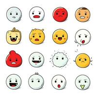 Set of cartoon faces expressions, face emojis, stickers, emoticons, cartoon funny mascot characters face set, Generative AI illustration photo