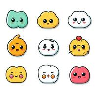 Set of cartoon faces expressions, face emojis, stickers, emoticons, cartoon funny mascot characters face set, Generative AI illustration photo