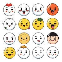 conjunto de dibujos animados caras expresiones, cara emojis, pegatinas, emoticonos, dibujos animados gracioso mascota caracteres cara colocar, generativo ai ilustración foto