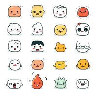 Set of cartoon faces expressions, face emojis, stickers, emoticons, cartoon funny mascot characters face set, Generative AI illustration photo