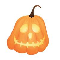 Scary festive halloween pumpkin jack-o-lantern with cutouts, vector isolated cartoon illustration.