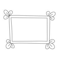 Cute vector doodle photo frame isolated on white background. Hand drawn element with beautiful retro decor.