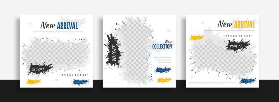 Set of Editable minimal square banner template.  background color with geometric shapes for social media post and web internet ads. Vector illustration