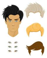 face young man with different hairstyles vector illustration isolated on white background