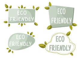 Set of eco friendly icons. Ecologic food stamps. Organic natural food labels. vector