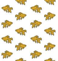 Vector seamless pattern of sketch golden fish