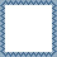 Navy blue tile frame, Mosaic tile frame or background, Tile background, Seamless pattern, Mosaic seamless pattern, Mosaic tiles texture or background. Bathroom wall tiles, swimming pool tiles. vector