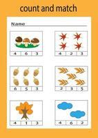 game development count and match autumn foliage mushrooms Vector EPS10