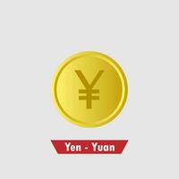 Gold yuan - yen coin. Means of payment, global currency, world economics, finances and investment concept vector