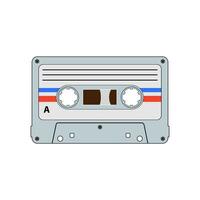 Audio cassette tape flat vector. Drawing isolated on a white background. vector