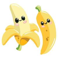 Cute banana fruit character isolated on white background vector