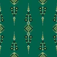 Geometric ethnic oriental seamless pattern traditional.Pixel pattern, Embroidery style.Design for clothing, fabric, batik, background, wallpaper, wrapping, knitwear vector