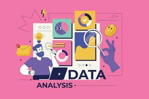 moderno plano línea concepto de datos análisis vector